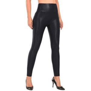 NWT RUFIYO High Waist Faux Leather Leggings Black Stretch Size Medium